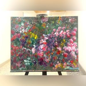 Botanical Garden, Impressionism, original paint, listed and signed by artist.